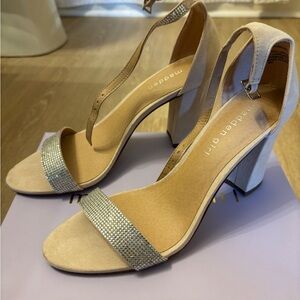 Madden Girl Tan and Silver Block Heels